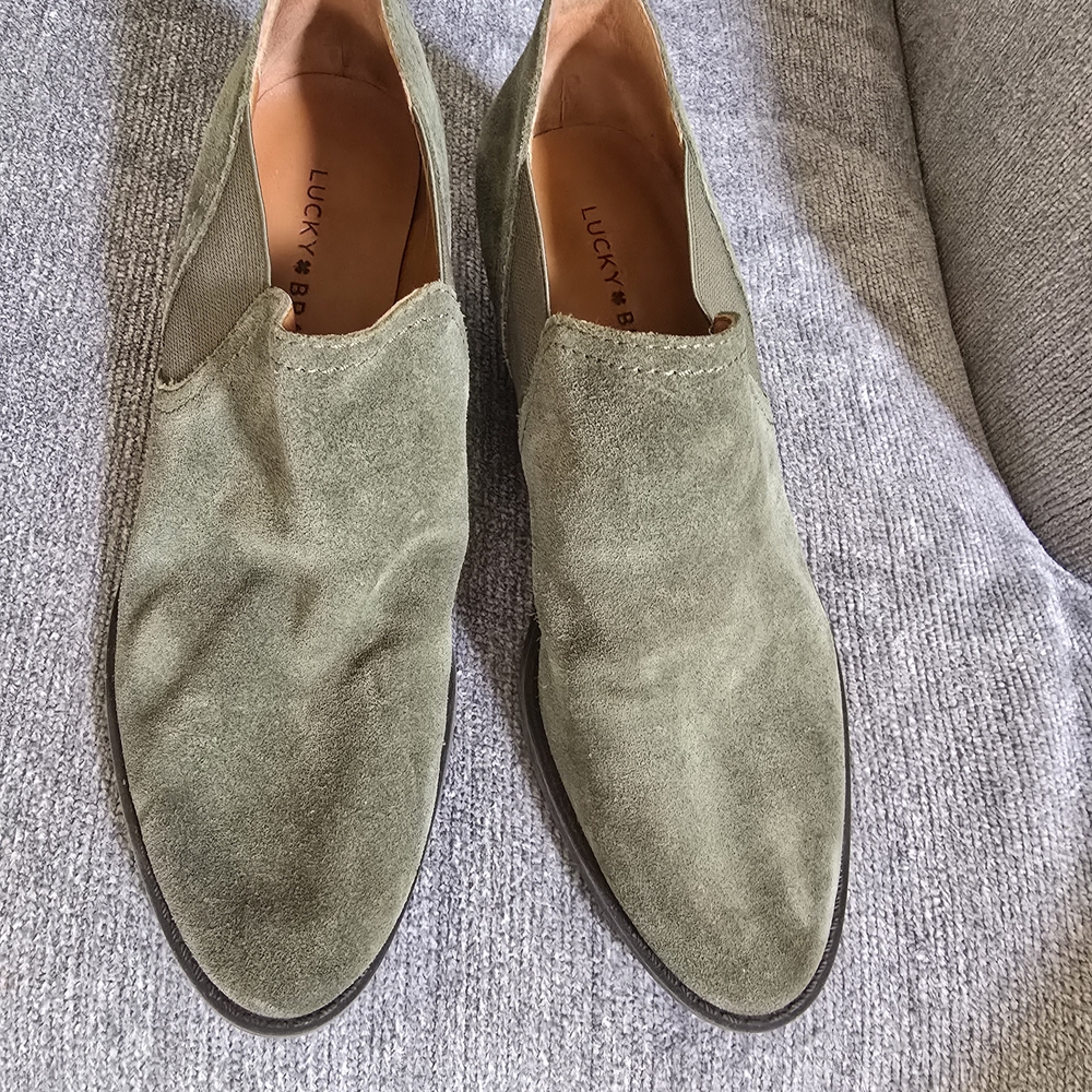 Lucky Brand Women's Olive Suede Loafers